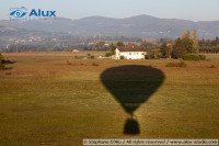 The morning sun casts the shadow of our air balloon